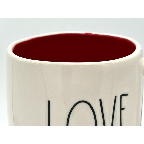 Rae Dunn LOVE Mug Ivory Hearts Valentines Love Artisan Collection Red Glazed New - Picture 9 of 14
